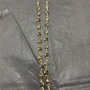 Gold and Blue Evil Eye Necklace